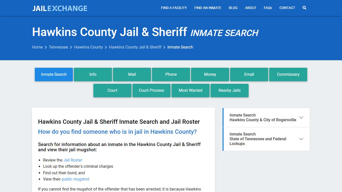 Inmate Search: Roster & Mugshots - Hawkins County Jail & Sheriff, TN